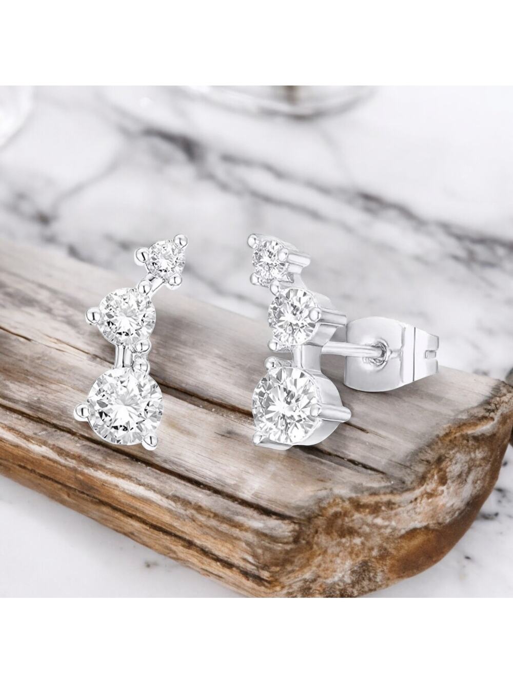 NEW sterling silver cubic zirconia  climber stud earrings jewelry gift B20